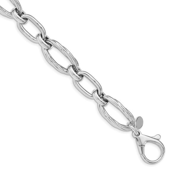 Kazi Luxury Sterling Silver Rhodium Plated Polished Link Bracelet